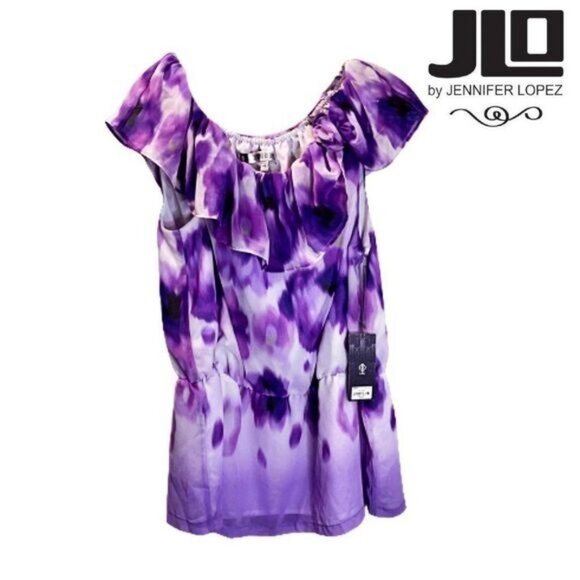 Women's Jennifer Lopez Ruffle‎ Trim Blouse Off Shoulder Top NWT - Picture 1 of 7